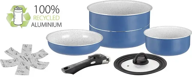 Günstig Topfset BRUNNER Carezza Spacemaster Durchm. 22 cm Vacublock, Farbe blau