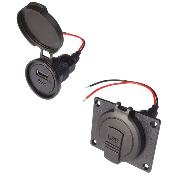 Neuheit Doppelsteckdose Power USB-C/A mit Deckel IP54