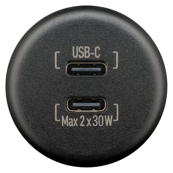Einbauladegerät Dual USB-C 2 x 30 W, schwarz Finale Aktion