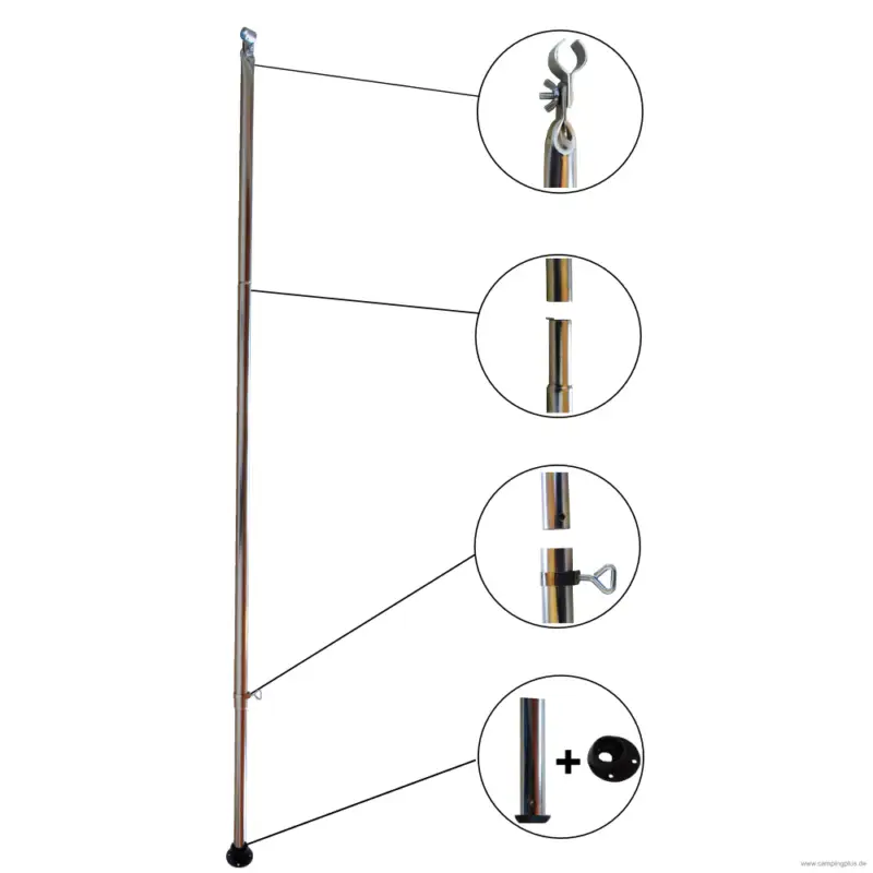 Stahl Orkanstütze mit Gelenkfuß 22 mm / 165 - 260 cm Online Kaufen