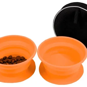 Disc-O-Bed Dog-Bowl faltbarer Silikon Futternapf Set 2 Stück Geprüft