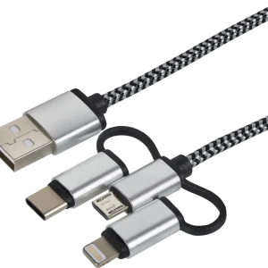 Cartrend 3-in-1 Daten- und Ladekabel schwarz/weiß 1 m Neue Ware
