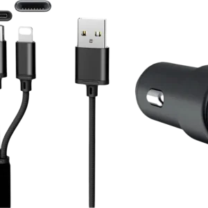 Kostenloser Rückversand IWH Dual 3 in 1 USB Ladegerät für Autos 3 Anschlüsse 1,2 Meter