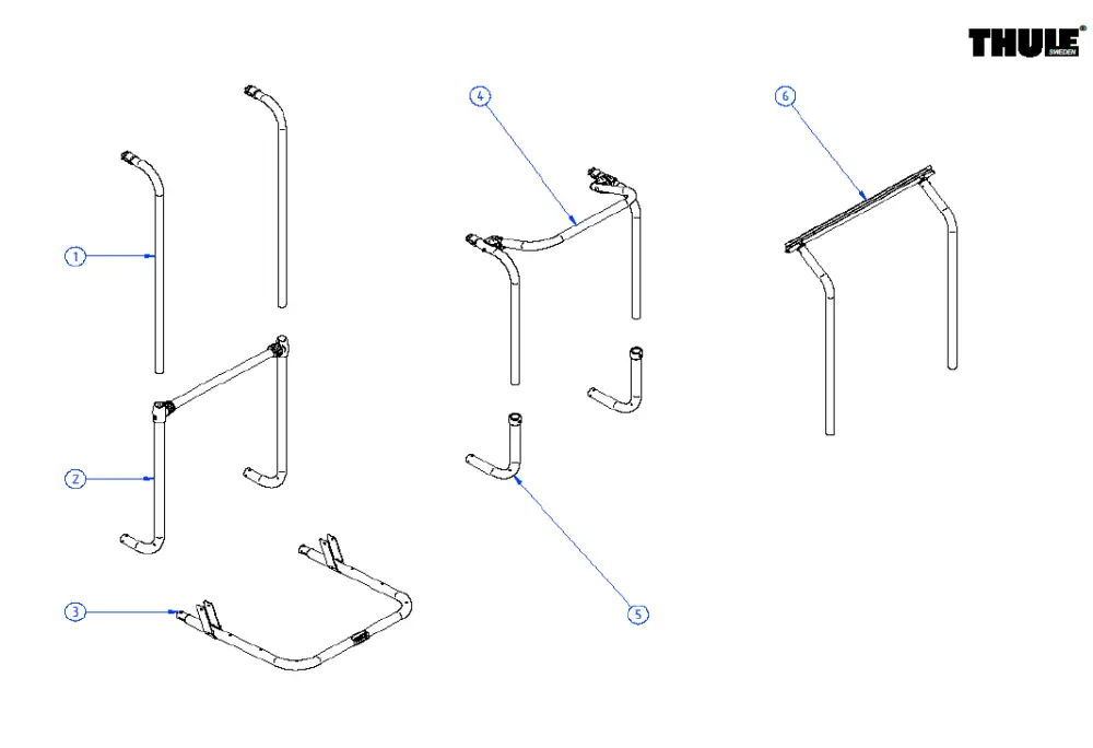 Markenware Thule Querstrebe Tragrahmen mit unteren Tragarmen und T-Stücken für Fahrradträger Sport G2 LV – Thule Ersatzteilnummer 1500602379