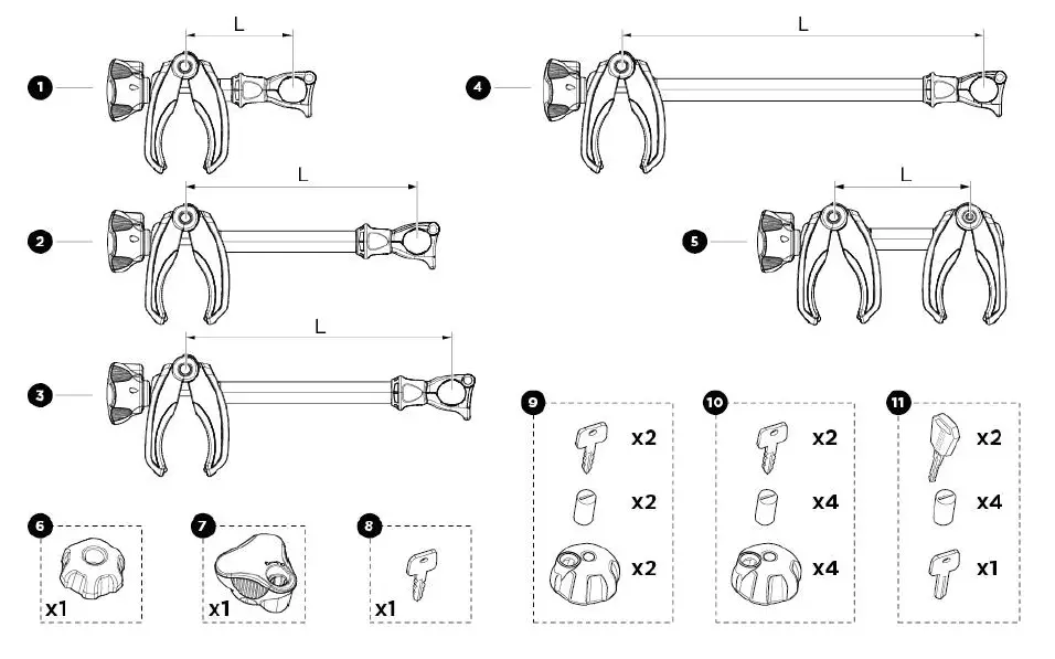 Neue Ware Thule Acu Tight Knebel ohne Schloss für Fahrradträger M8 - Thule Ersatzteilnummer 1500052738