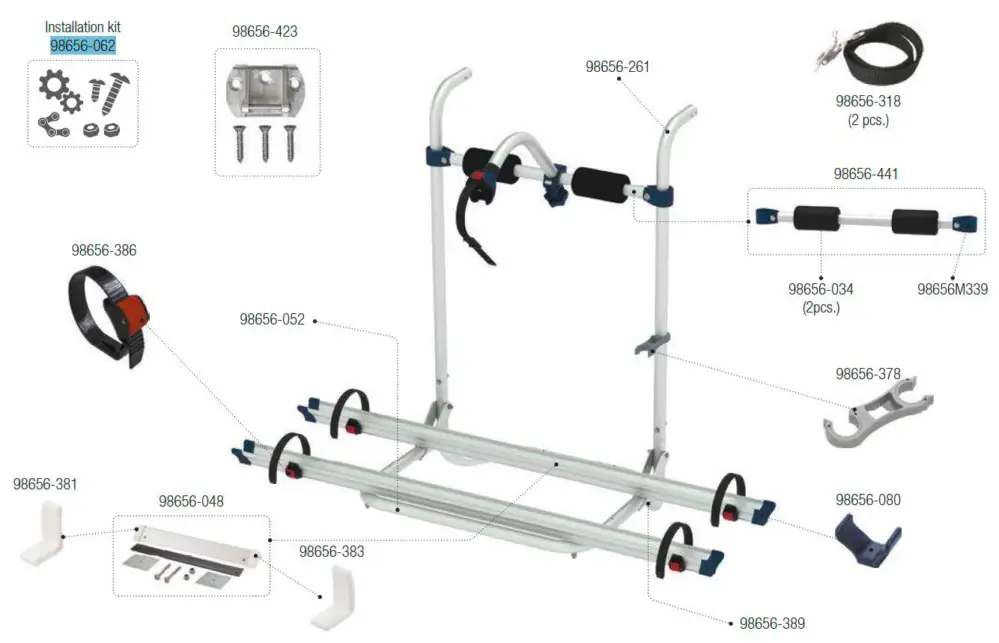 Bestseller Fiamma Montagesatz passend für Carry Bike Caravan Hobby - Fiamma Ersatzteilnummer 98656-062