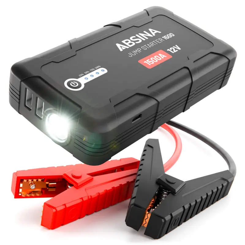 Absina 1500A Starthilfe Powerbank 12V für Fahrzeuge mit bis zu 6 L Benzin/4 L Dieselmotoren Kostenfreie Lieferung