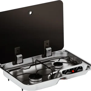 CAN 2-flammiger Gaskocher 530 x 340 x 105 mm mit Glasabdeckung Sonderangebot
