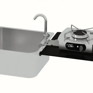 Kracherpreis CAN Foldy Gaskocher-Spülkombination 1-flammig mit Spülbecken 352 x 322 x 150 mm