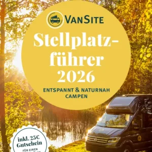 VanSite Stellplatzführer 2026 in Deutschland und Europa inklusive 25 Euro Gutschein deutsch Letzte Chance