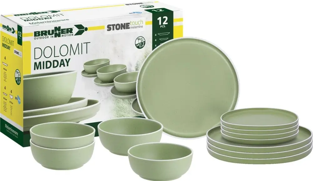 Rabatt Brunner Geschirrset Midday Dolomit Green 12-teilig